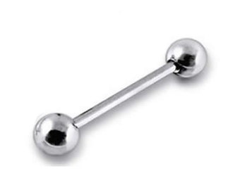 Plain Surgical Steel Ball Tongue Bar - 14g - 10mm - 22mm - Choose Ball Size