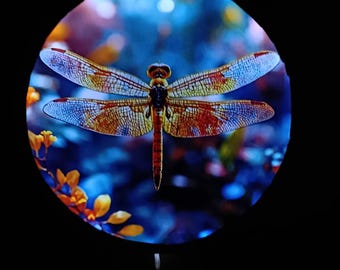 Oświetlenie ogrodowe Dragonfly Light Art zasilane energią słoneczną – dekoracja zewnętrzna z podświetleniem, 8 cali
