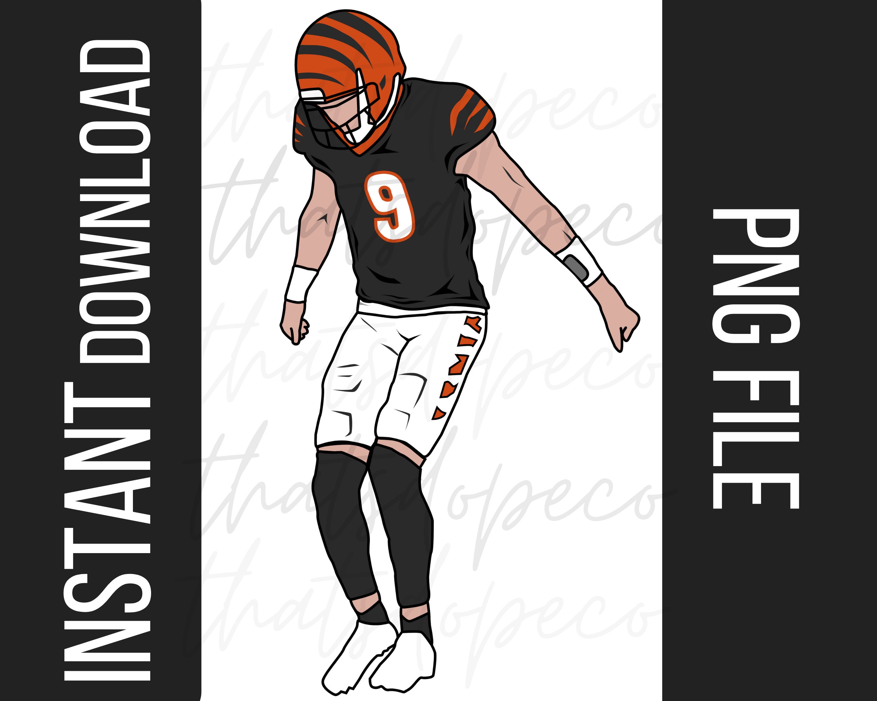 Joe Burrow Griddy Png Files, 2 Variants Orange and Black Jersey Etsy