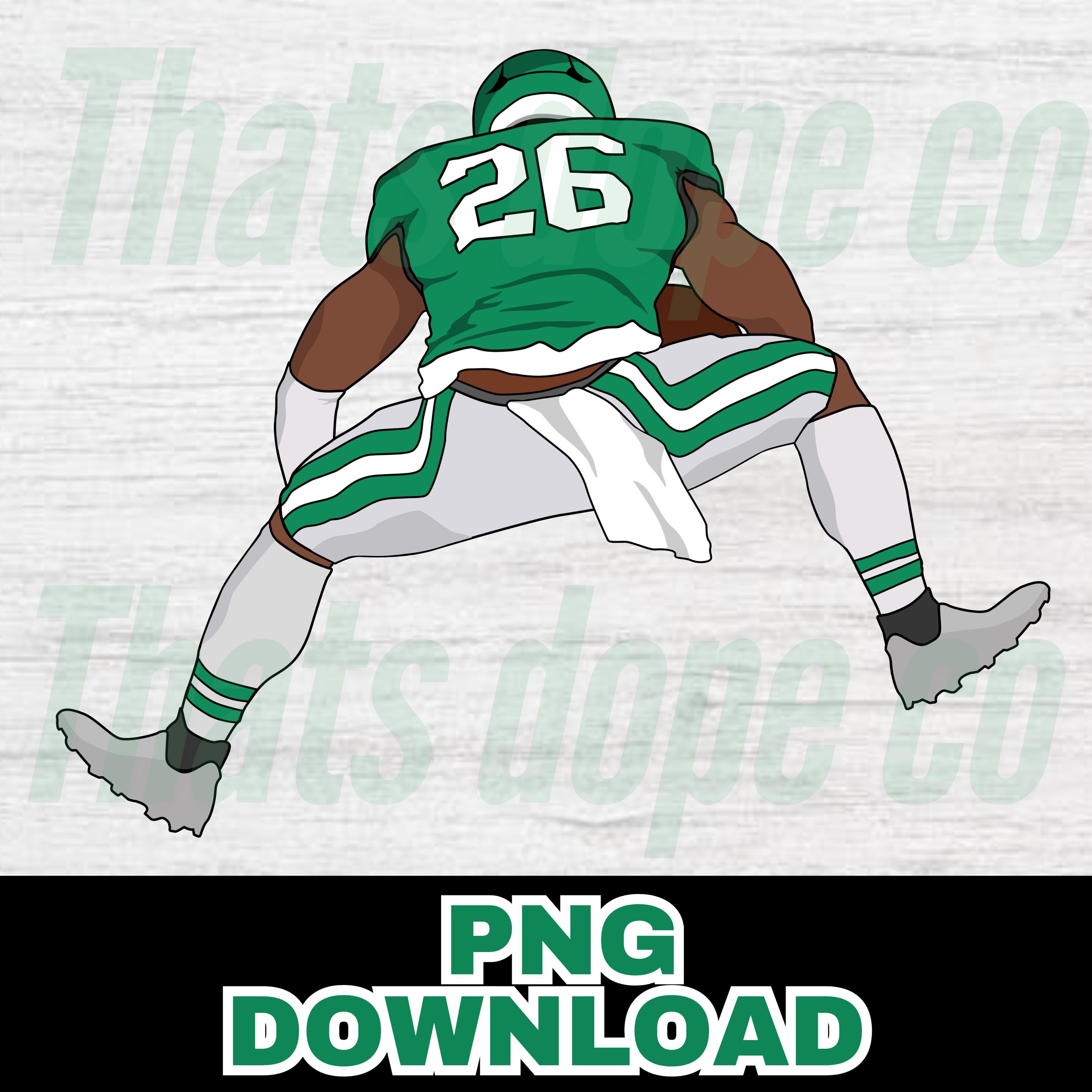 Saquon Barkley hurdle backwards PNG file, sublimation, touchdown celebration