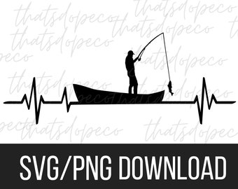 Heartbeat Fishing, SVG PNG download Cricut