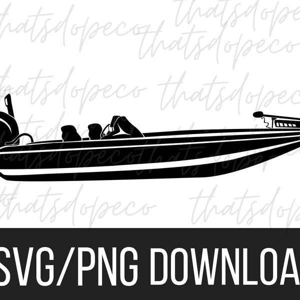 Bass Boat SVG PNG File, Bass fishing, fishing boat, fisherman