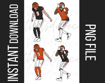 Chase Burrow Girddy PNG Bundle. Joe Burrow, Jamarr Chase