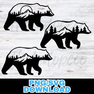 Bear Mountain and Trees SVG, PNG File, Camping SVG, outdoor svg cricut