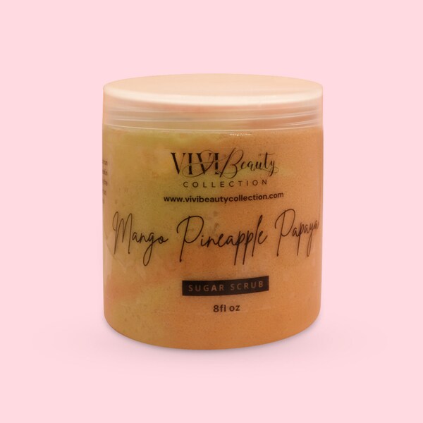 Mango Pineapple Papaya Body Scrub, Foaming Sugar Scrub, Exfoliating, Moisturizing, Acne Treatment, Remove Dead Skin Cells, Homemade Cream