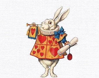 Rabbit Alice Wonderland  Clipart - Alice Wonderland Poster, Rabbit Clip Art, Alice Wonderland Image, Alice Wonderland Poster Print, ClipArt