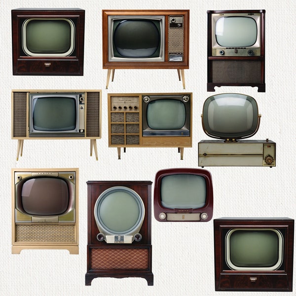 Vintage Old Television. TV Clipart. Television PNG. Vintage Image. ClipArt Television TV