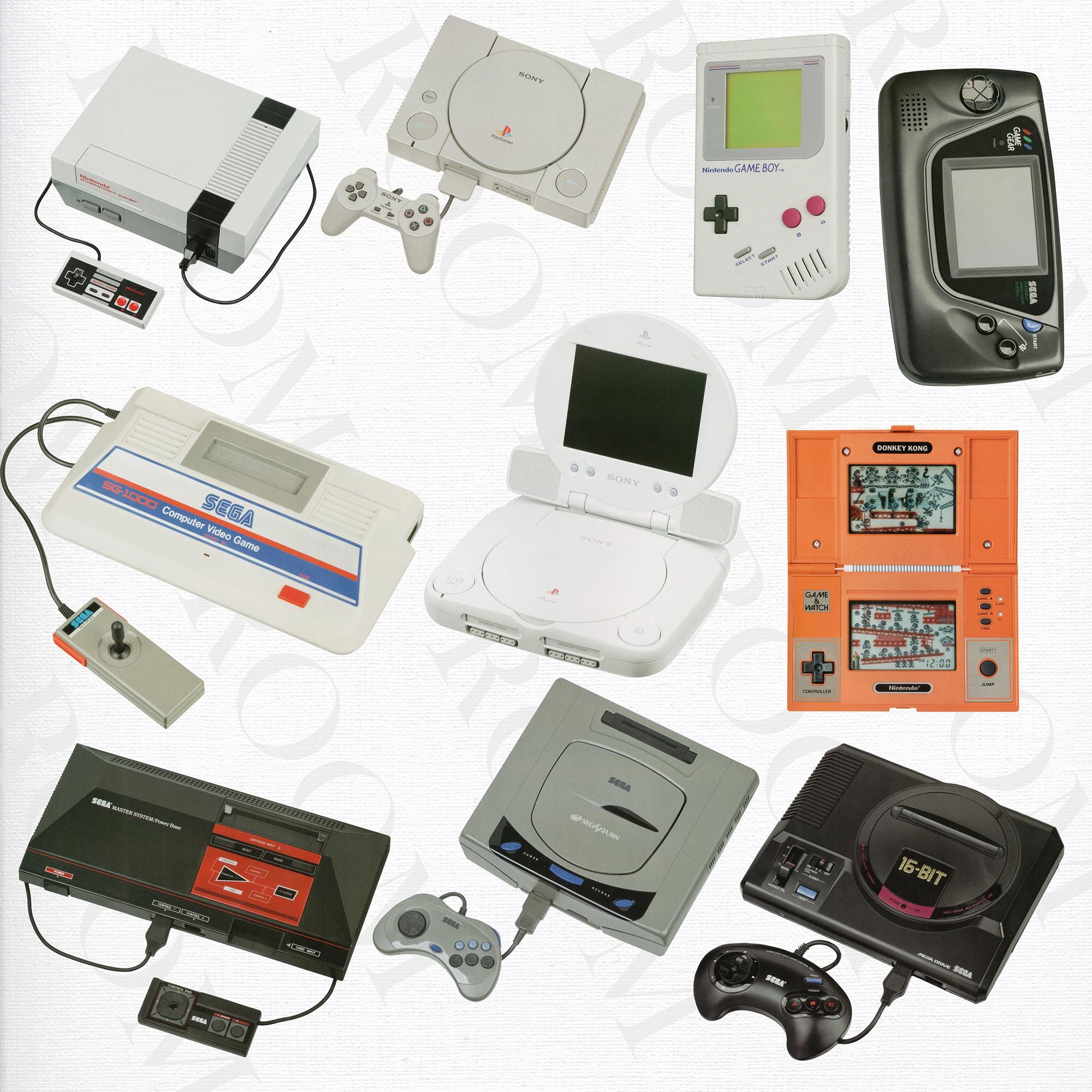Vintage video game consoles Retro gaming 1980s gaming Home video game consoles Gaming controllers Gaming nostalgia Handheld gaming