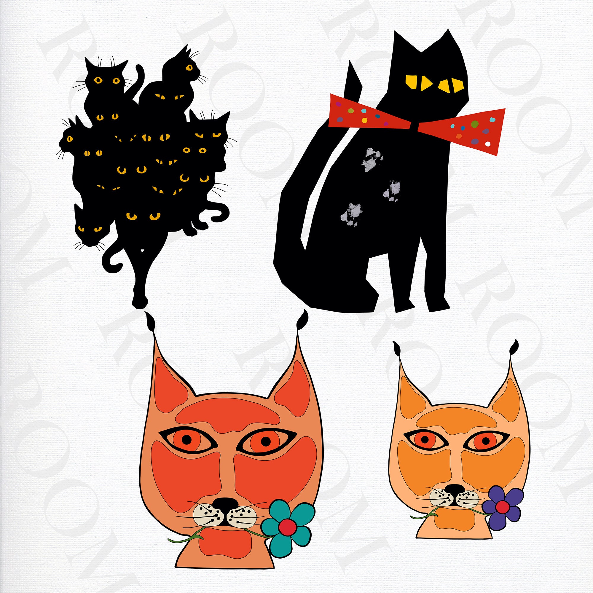 Cute Cat Clipart Set - Kawaii Cats Clipart - Cats PNG - Instant ...