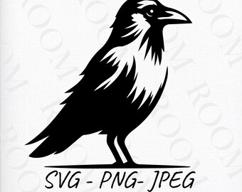 Black bird SVG, Minimalist bird art, Crow clipart SVG, Animal icon SVG