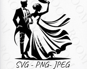 Wedding SVG Bride and groom dancing clipart, Wedding Svg, Wedding Logo, Wedding couple dancing, Bride and Groom Clipart