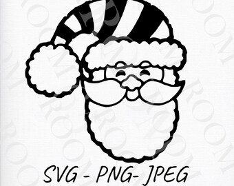 Santa Claus SVG, Christmas icon, Santa face, Christmas clipart, SVG graphic, Santa illustration