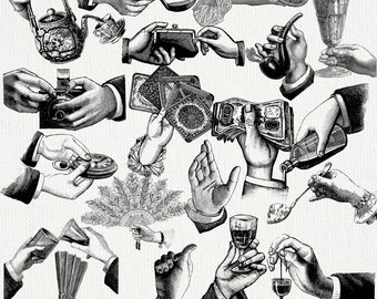 19 PNG Images I Vintage Victorian Hand | 1880s Antique Hands Clipart | Instant Digital Download PNG