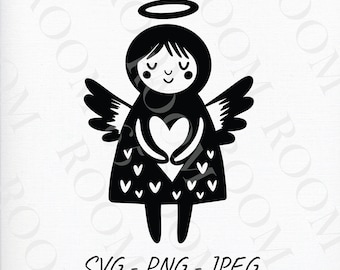 SVG Cute Angels Clipart Bundle, Baby Angel SVG, Little Angel, Christmas Illustrations, Digital Download, Cut Plotter. Commercial Use