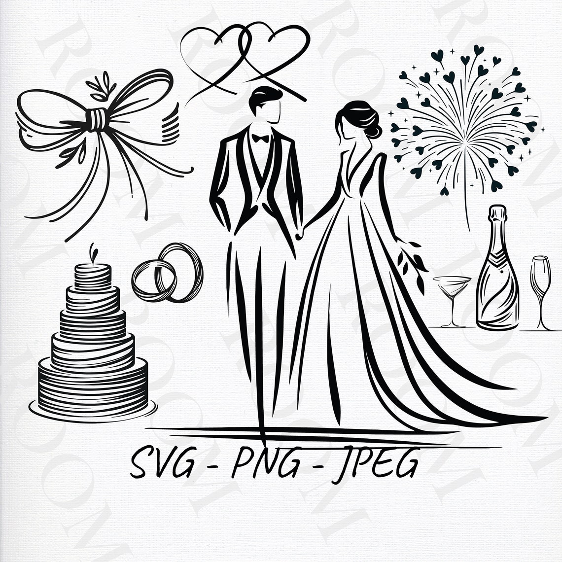 Hand Drawn Wedding Timeline Icons, SVG & PNG Files, Wedding Clip Art ...