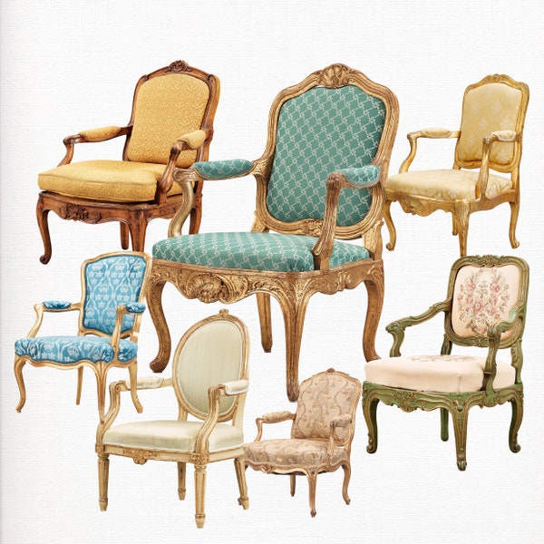 Vintage Chairs Clipart - ClipArt Illustration, Image PNG