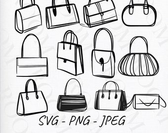 Women Hand drawn Handbag svg, Handbag silhouette, Woman handbag svg, Ladies handbag silhouette, Handbag png, Ladies purse svg.