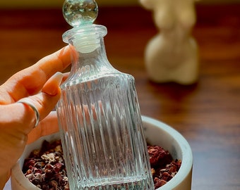 Vintage Style Crystal Decanter Bottle | Apothecary Glass Potion Bottle | Witchy Vanity Decor | Herbal Infusion & Moon Water Vessel