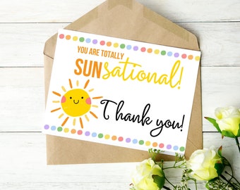 Sun-Sational Teacher Appreciation Card, Teacher Thank You Card