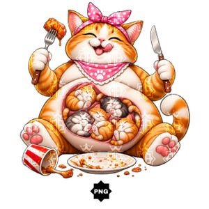Cute Pregnant Cat PNG Cute Expecting Cat Baby Shower Nursery Mom To Be png Bow Clipart (Digital Download)