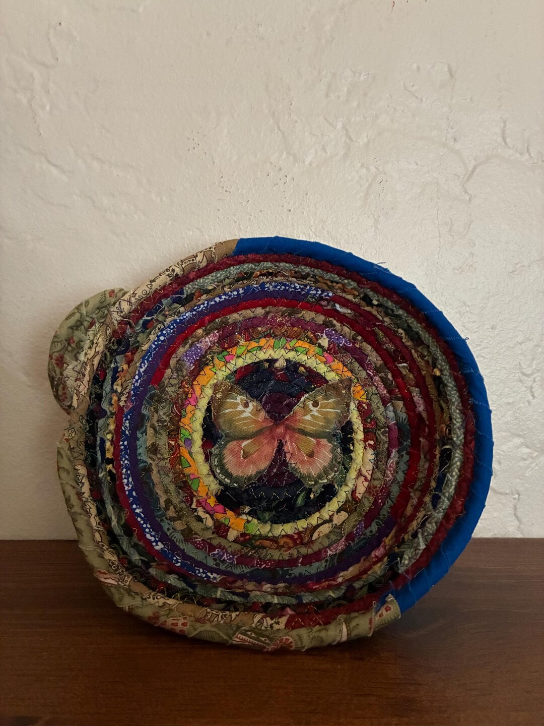Handmade Recycled Coiled Rag Offering Bowl With Butterfly in the Bottom ...
