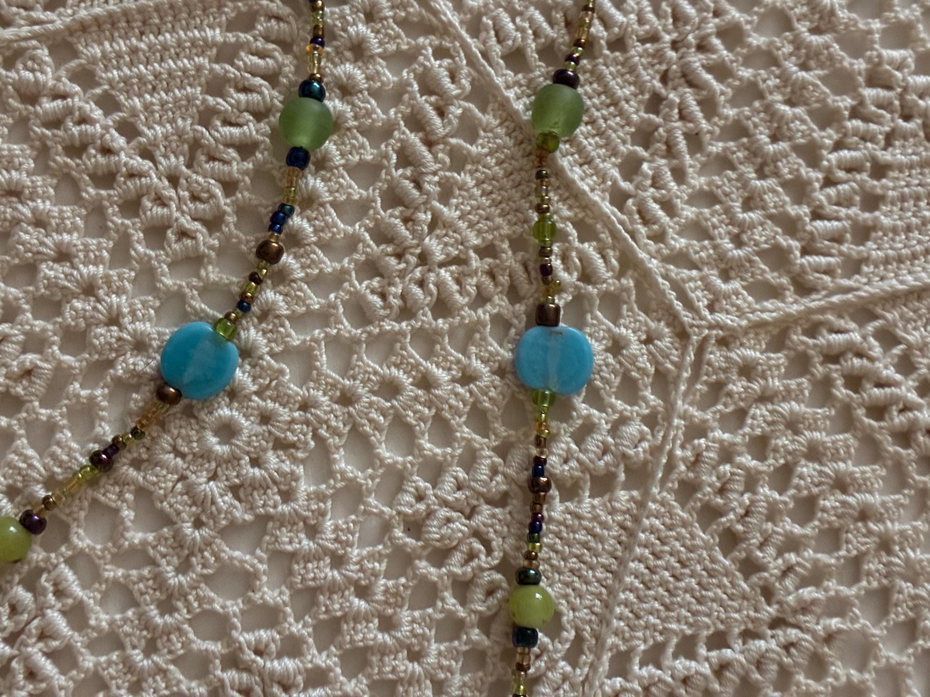 Blue & Green Beaded Eyeglass Chain - Etsy