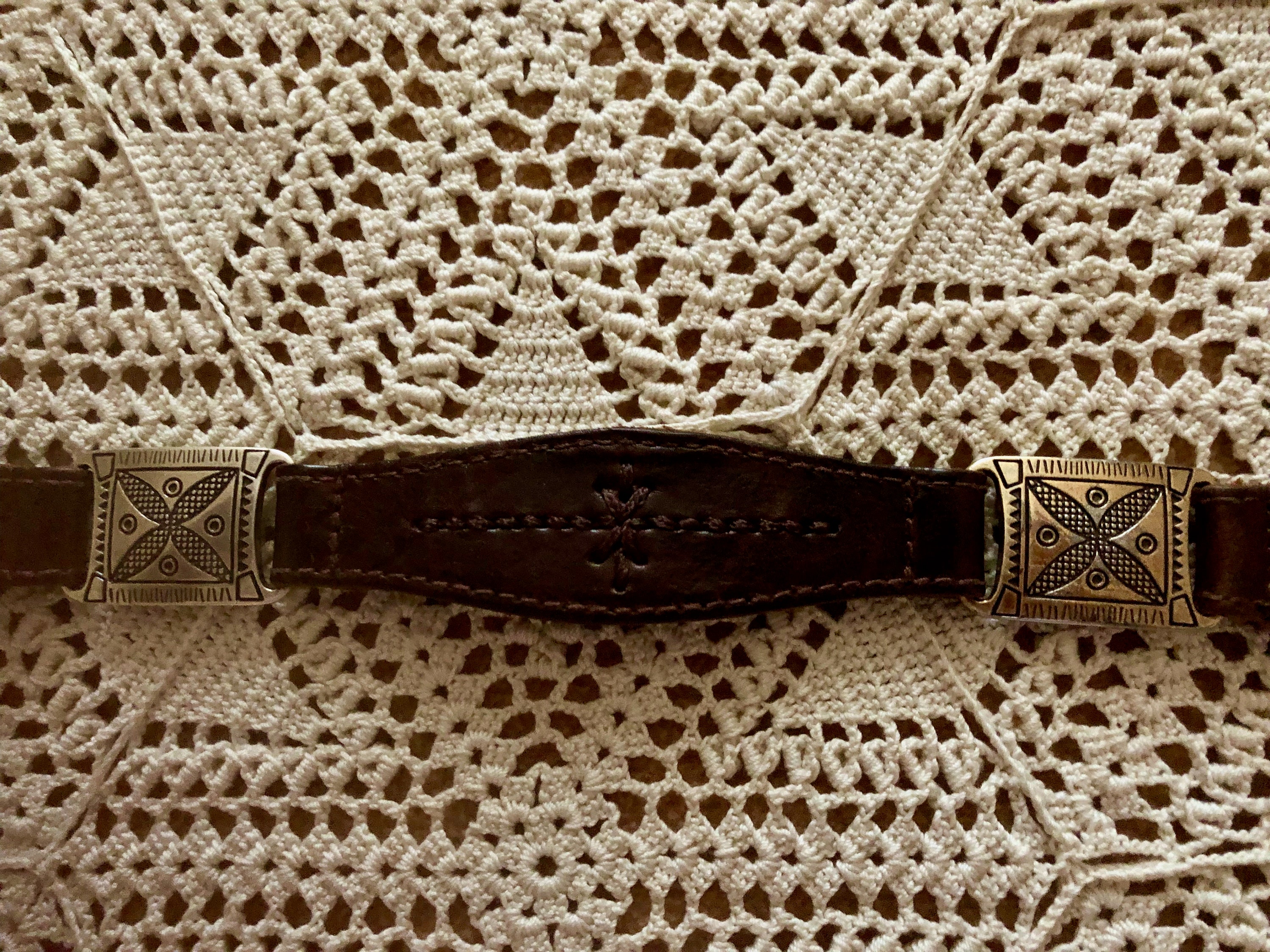 Fossil Southwestern Concha Leather Belt w/Free Fossil Key-Per Wristlet Vintage FOSSIL Concho and Leather Western Belt - Etsy main image 3