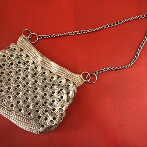 One of 2 Mexican Recycled Poptop Crocheted Crossbody Purses - Ivory or Dark Blue