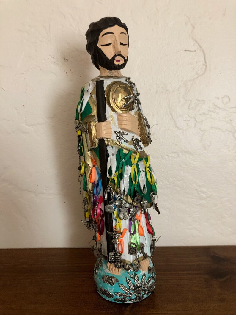 Saint Jude ( San Judas Tadeo) Santo Figurine from Michoacan, Mexico Patron Saint of Hope and