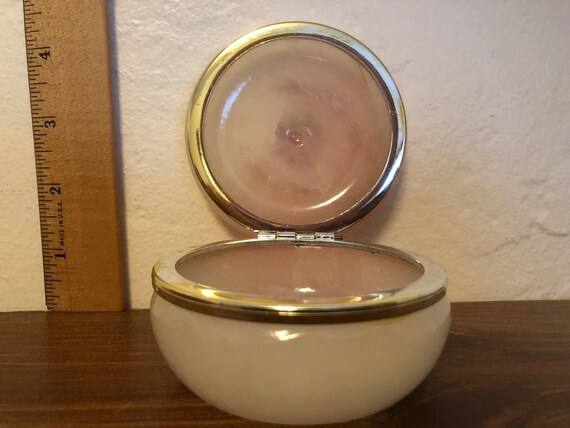 Vintage Mid-Century Italian Pink Alabaster Jewel … - image 2