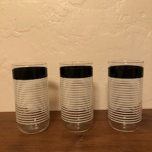 3 striped mid-century modern 16 oz. tumblers/ glasses