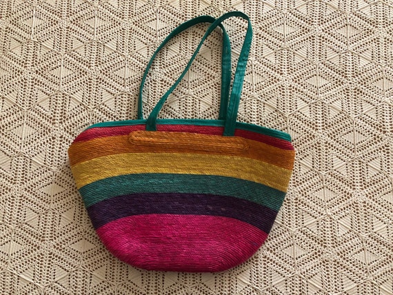 Vibrant, Sturdy and Stylish Mexican Striped Straw… - image 1