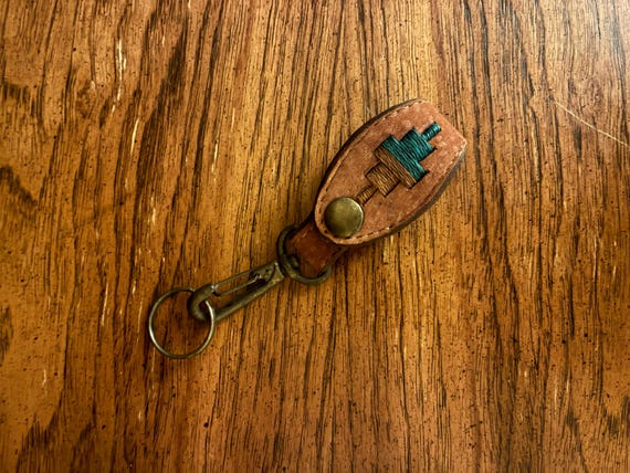 Belt Loop Leather Keychain with Southwest Motif - image 2