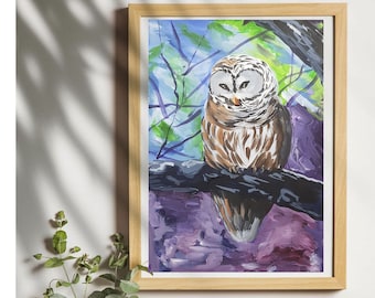 Owl Art Owl Painting Original Acrylic Painting Owl Wall Decor Owl House Deco Abstract Artwork Colorful Owl Lover Gift