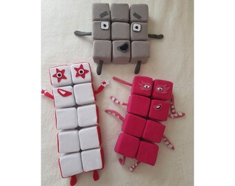 Numberblocks faces 1- 10 Number plushie soft toy 3x3” Square full set of soft toys Bright colorful design Fun maths learning resource