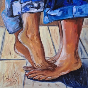 Love Painting Couples Romantic Painting Wall Art Couples Love Story Fine Art Romantic Art Lovers Legs Art Print Digital File A4 by Rada Gor