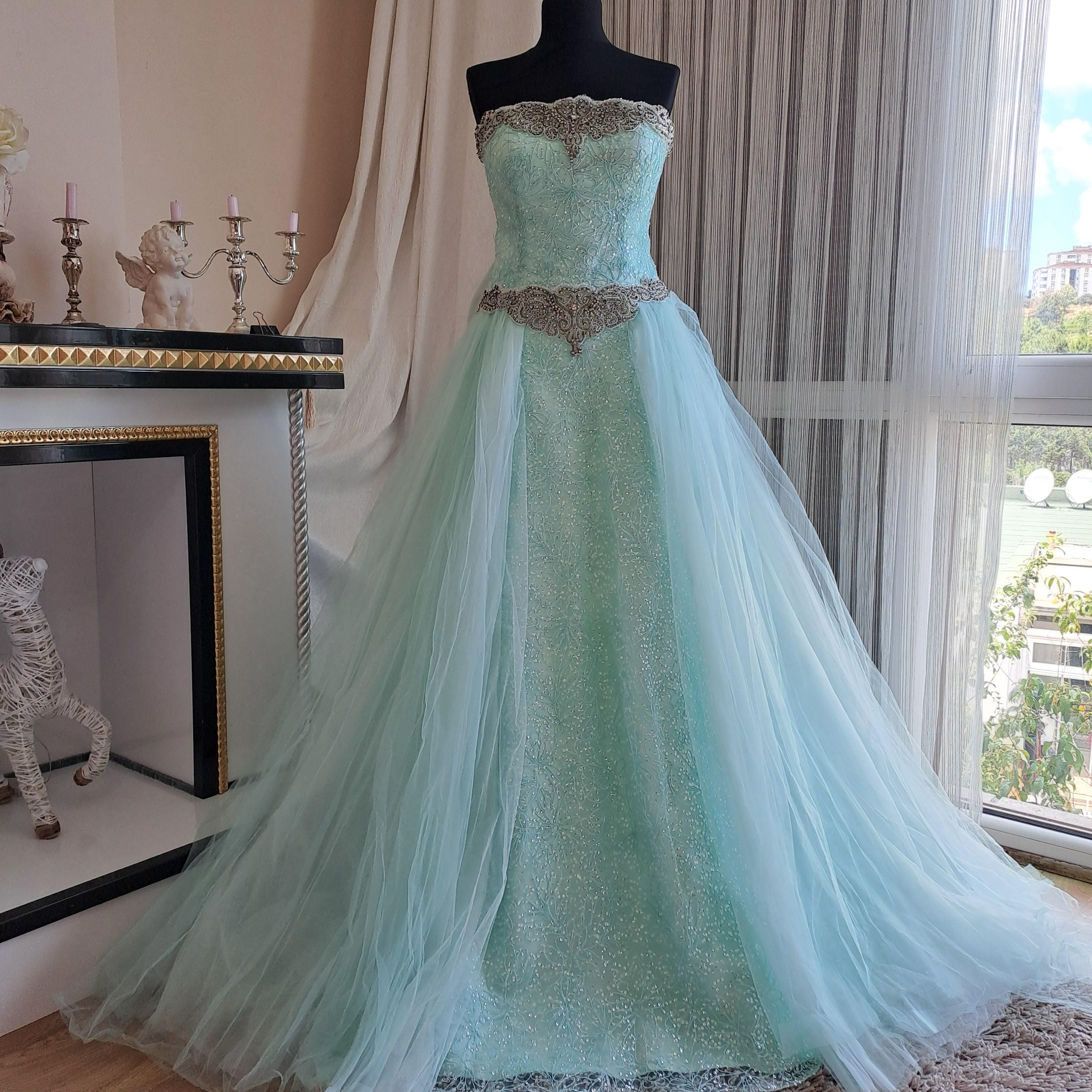 blue and green dresses for wedding Adrianna Papell Sleeveless Queen Anne Tie Front Ballgown