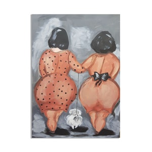 Girlfriends acrylic painting Lady with a dog BBW with a dog Original acrylic painting Gift for girlfriend Dvuhska with a dog Girlfriends bbw image 2