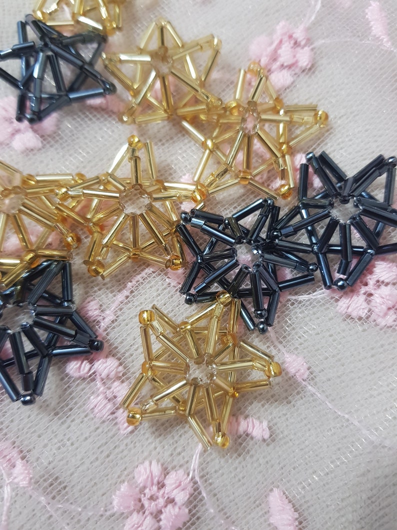 Star of Beads Tutorial Decor for Christmas Tree Christmas Tree Decorations Beading Stars of Beads Pattern Asterisk Beading image 2