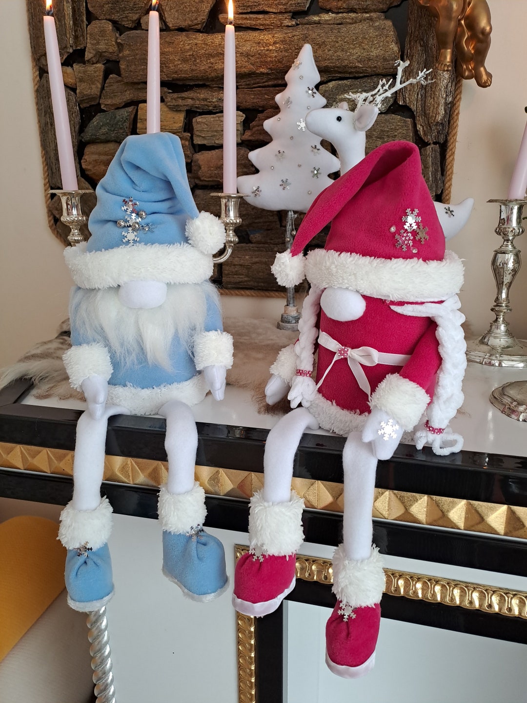 Gnome Gift Box Gnomes Boy and Girl Set of Two Gnomes Christmas Gnomes