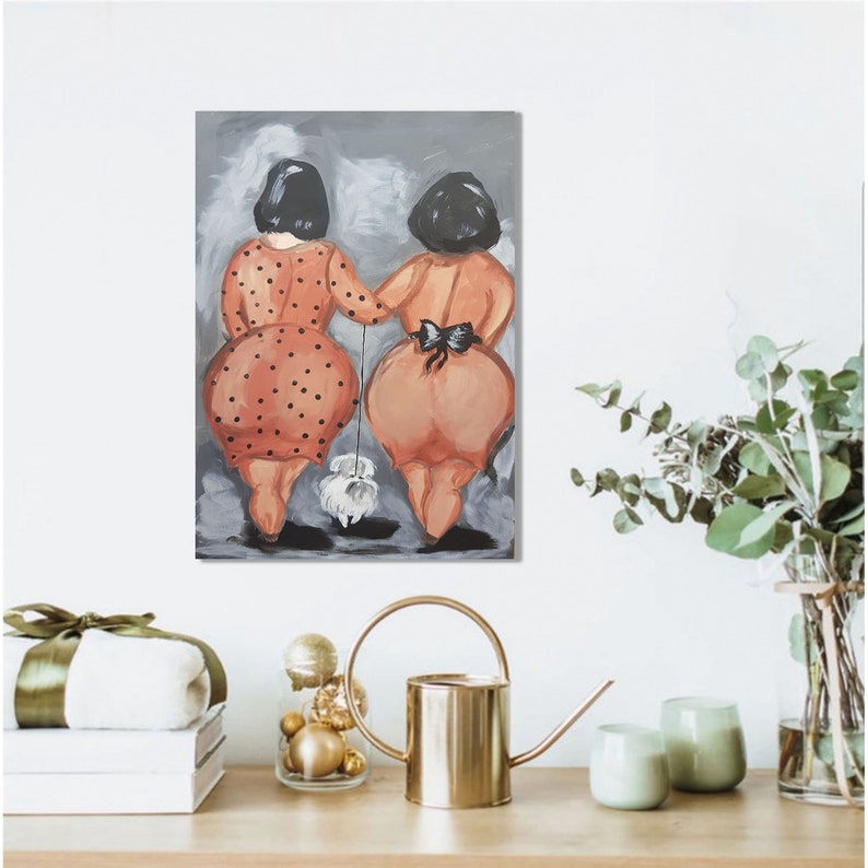 Girlfriends acrylic painting Lady with a dog BBW with a dog Original acrylic painting Gift for girlfriend Dvuhska with a dog Girlfriends bbw image 10