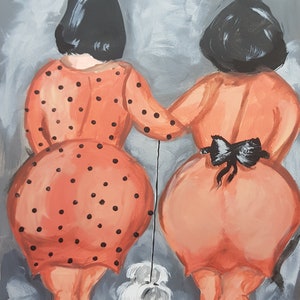 Girlfriends acrylic painting Lady with a dog BBW with a dog Original acrylic painting Gift for girlfriend Dvuhska with a dog Girlfriends bbw image 3