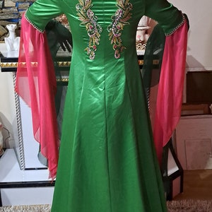 Traditional Vintage Green Turkish Wedding Dress Red Bindalli Turkish Ethnic Folk Wedding Women Costume Kaftan Ottoman Turkish Motif image 6