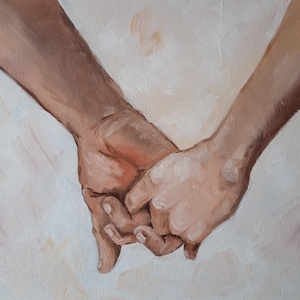 Romantic Couple Holding Hands Painting Art Print (Digital File)