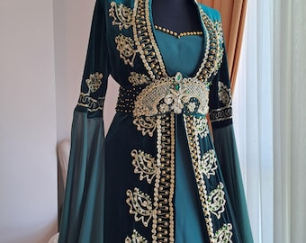 Gorgeous Dark Green Historical FairyDress Medieval CaftanOttoman Lady Outfit Gorgeous Renaissance Style Dress S-M Green Emerald veil dress