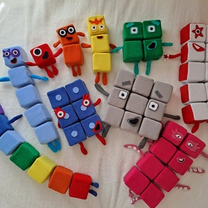 Numberblocks faces 1-10Number plushie soft toy 3” Square full set of soft toys Bright colorful design Fun maths learning resource