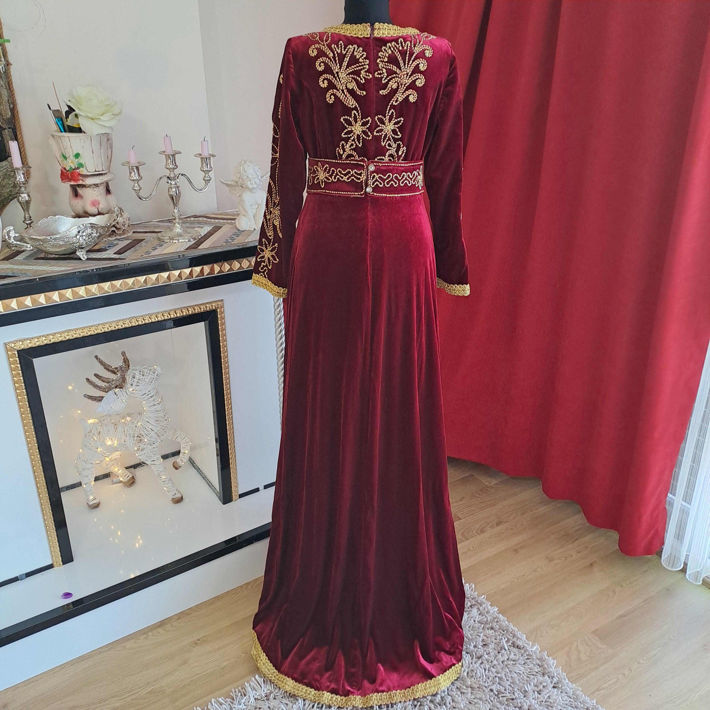Robe Caftan En Velours 2019 Vintage Burgundy Velvet Turkish Wedding Dress:  Ottoman Kaftan, Xs-M