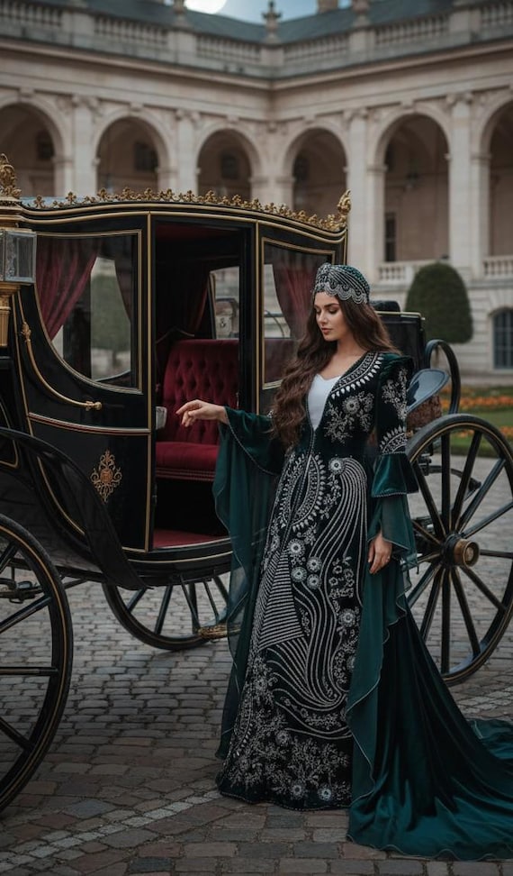 velvet green caftan dress Lost Girls Originals Emerald Green Velvet Caftan main image 0