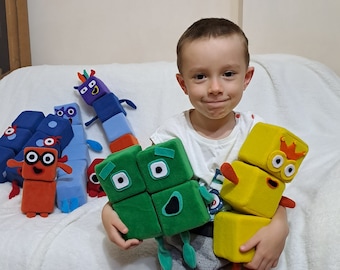 Numberblocks Plüschtiere Set: Weiche Mathe-Lernwürfel, 8,5 cm