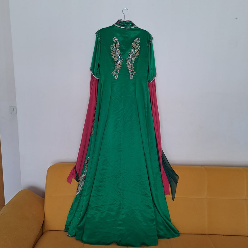 Traditional Vintage Green Turkish Wedding Dress Red Bindalli Turkish Ethnic Folk Wedding Women Costume Kaftan Ottoman Turkish Motif image 10